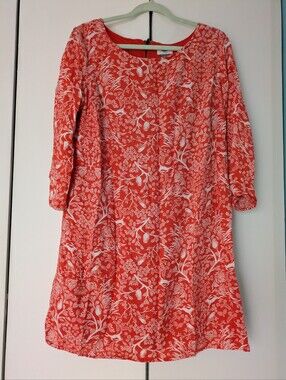 EUC Old Navy bright orange woodland animal print 3/4-sleeve mini dress